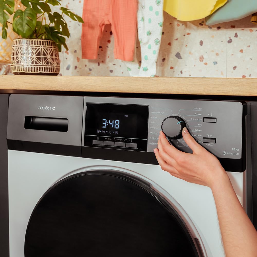 Cecotec Lave-Linge 9Kg Chargement Frontal Bolero Dresscode 9410 Inverter A. 1900W, 1400 tr/min Réglable, 16 Programmes, Faible Consommation d'Énergie, Vapeur, Stérilisation du Linge