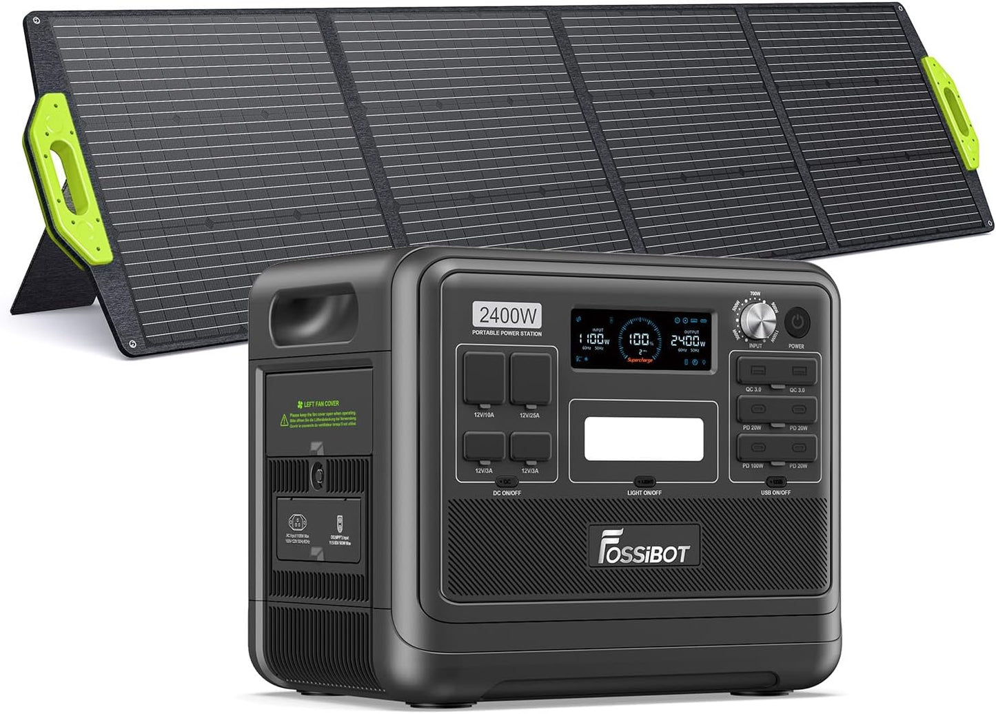 F2400 Station électrique portable CA 2400W (4800W Pic),Station Silencieux Solaire 2048Wh LiFePO4,Groupe Générateur Électrique Onduleur Alimentation de Secours à Domicile Camping