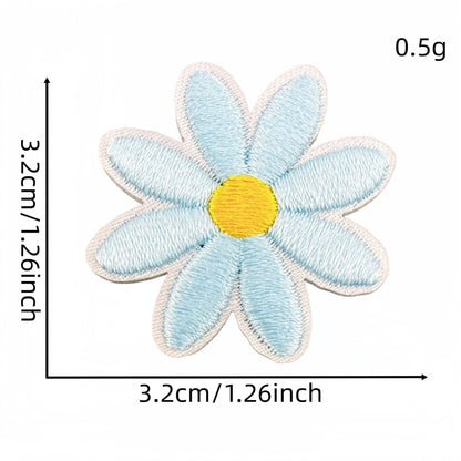daisy flower embroidered patches multicolor floral set iron on