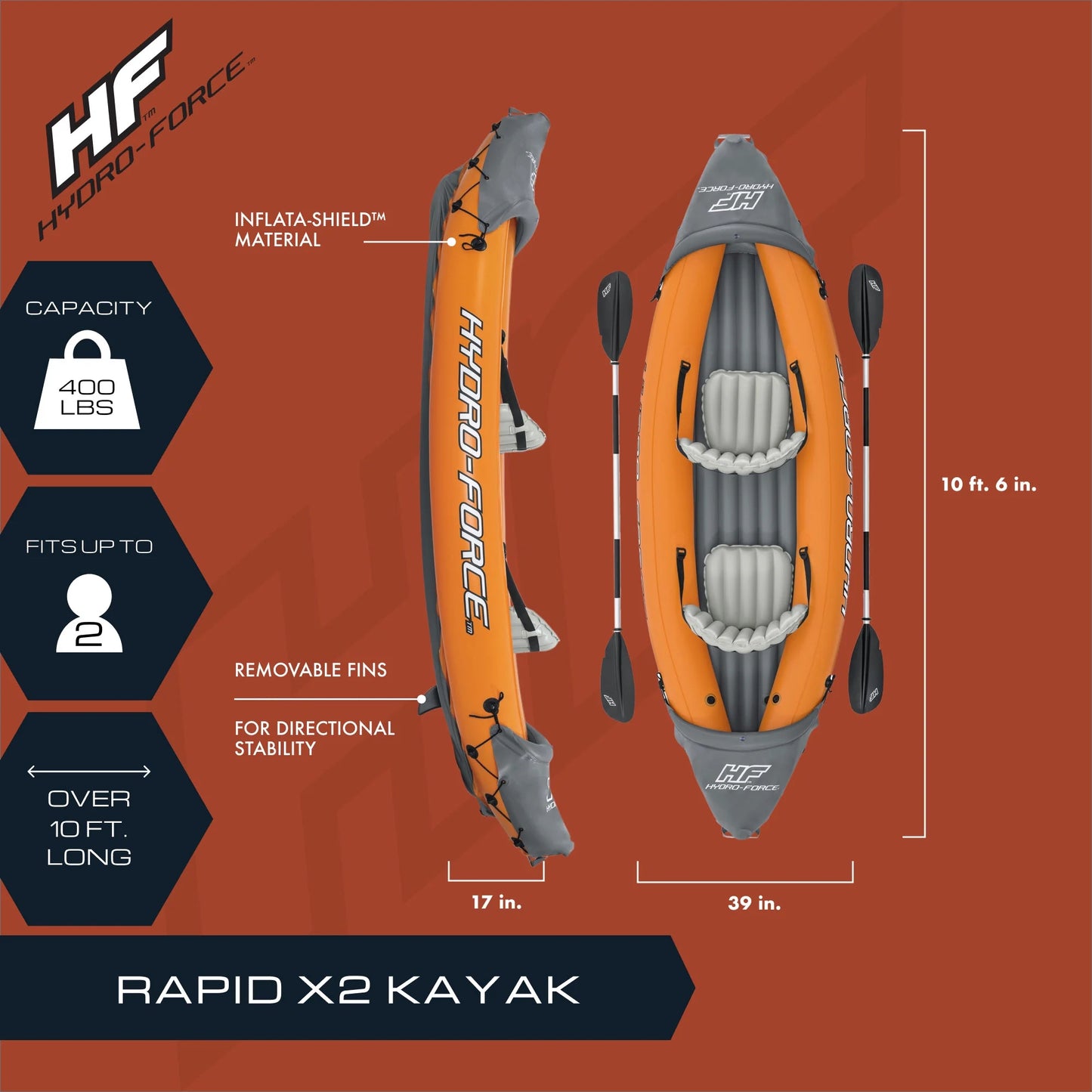 Kayak gonflable Bestway Hydro Force Lite Rapid X2 - Pack sports nautiques de plein air
