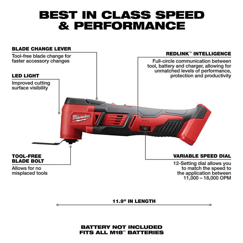 2026 Outil Multifonction Sans Fil Milwaukee M18 18V (2626-20) avec Adaptateur – Sans Batterie