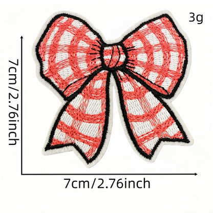 red bow embroidered patches iron on multicolor