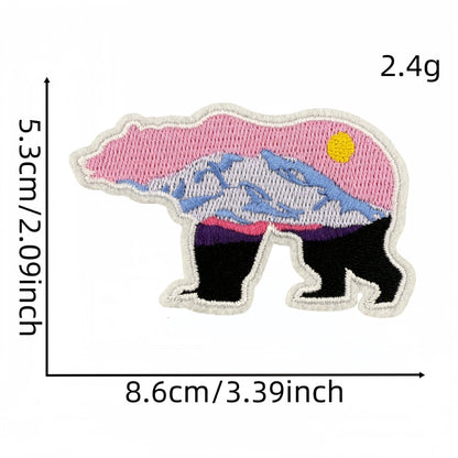 scenic bear embroidered patches nature landscape design iron on
