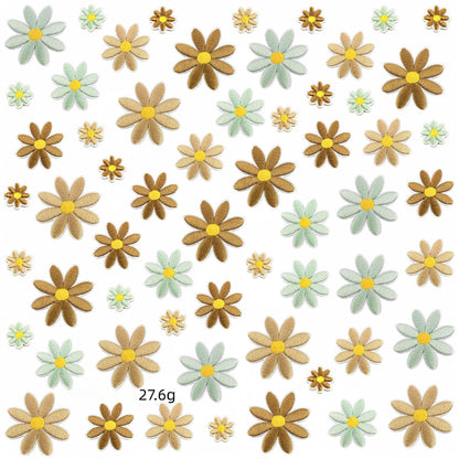 daisy flower embroidered patches multicolor floral set iron on