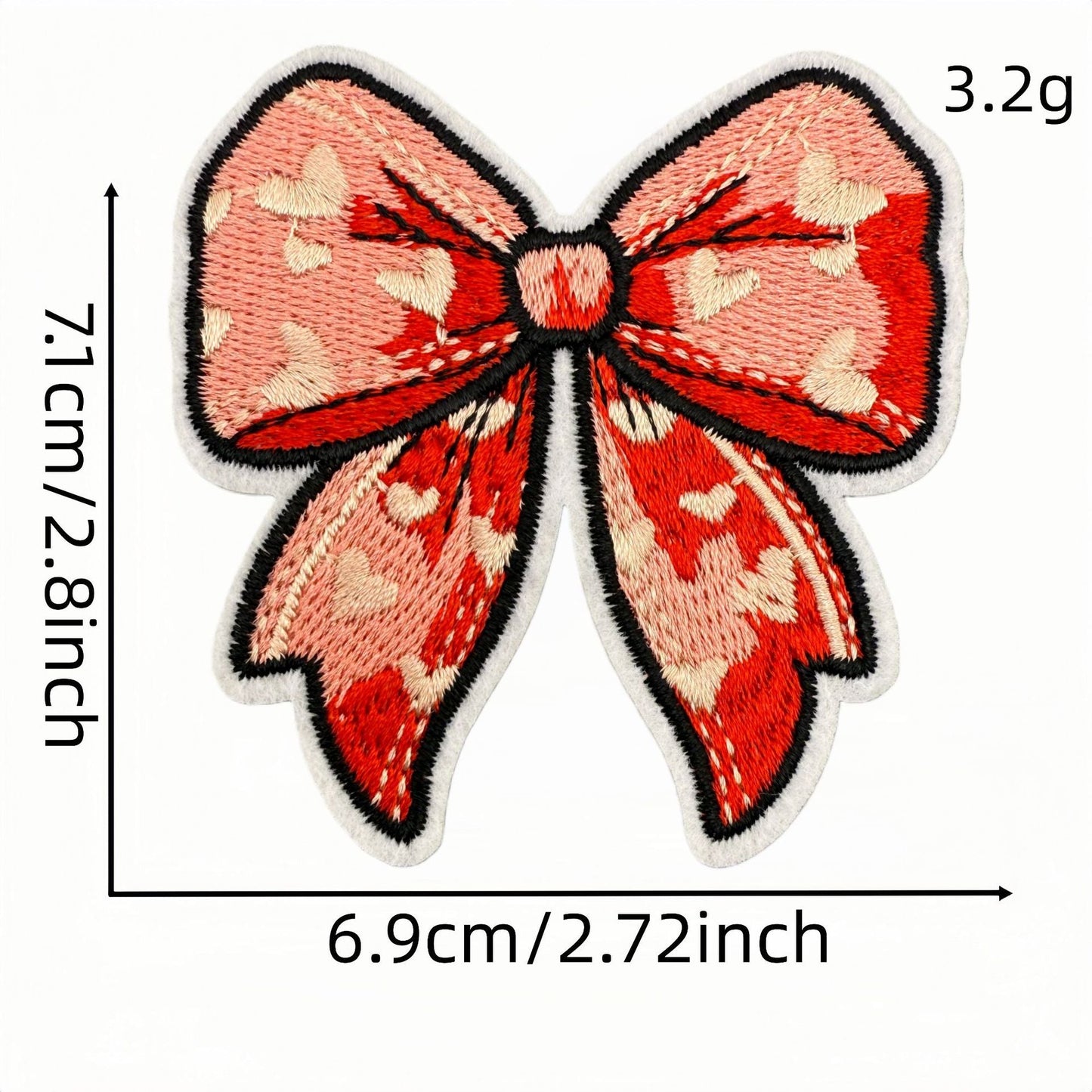 red bow embroidered patches iron on multicolor