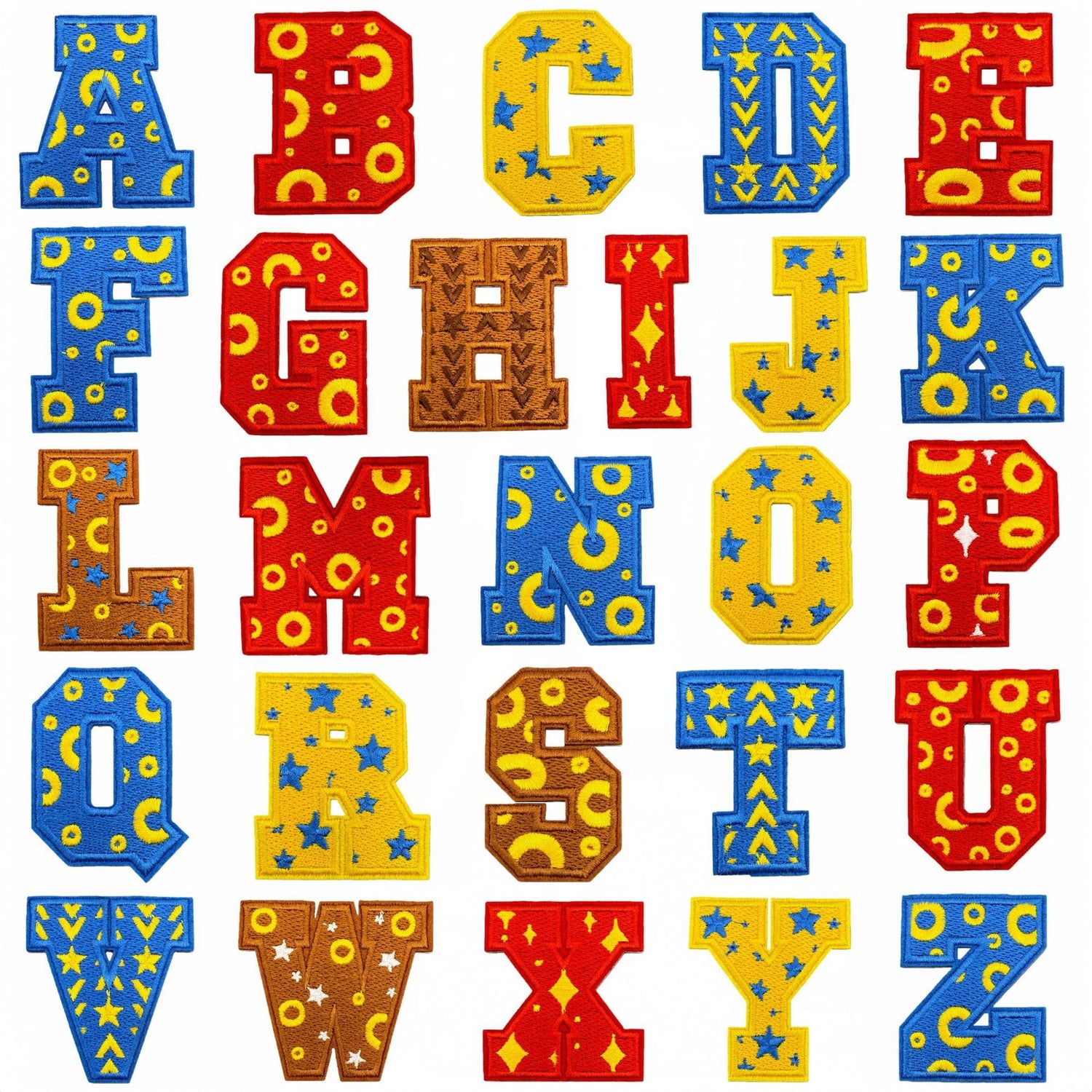 26 letter embroidered patches polka dot pattern A to Z iron on