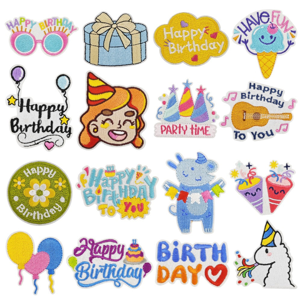 birthday party embroidered patches celebration theme iron on