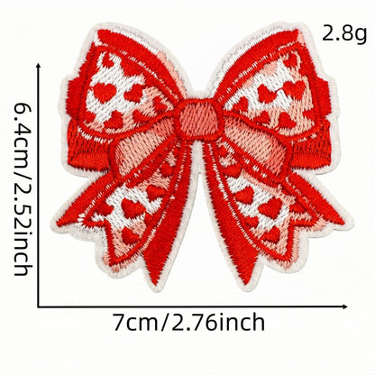 red bow embroidered patches iron on multicolor