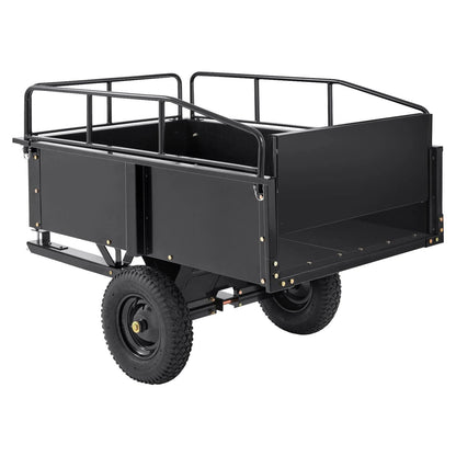 Remorque basculante VEVOR robuste pour VTT, chariot en acier, 750 livres, 15 pieds cubes, remorque utilitaire de jardin avec côtés amovibles pour quad - Fabriqué aux États-Unis