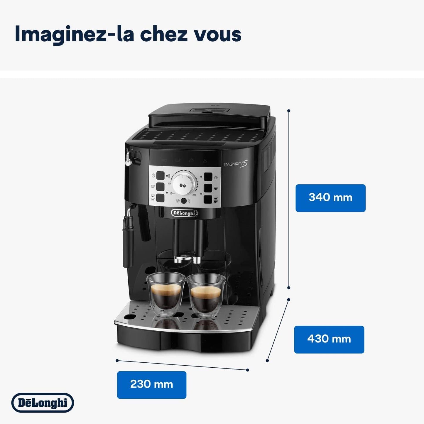Magnifica S Machine a Café Grain ECAM22.110.B, Machine Expresso et Cappuccino, 1.8L, Noir [Exclusif Amazon]
