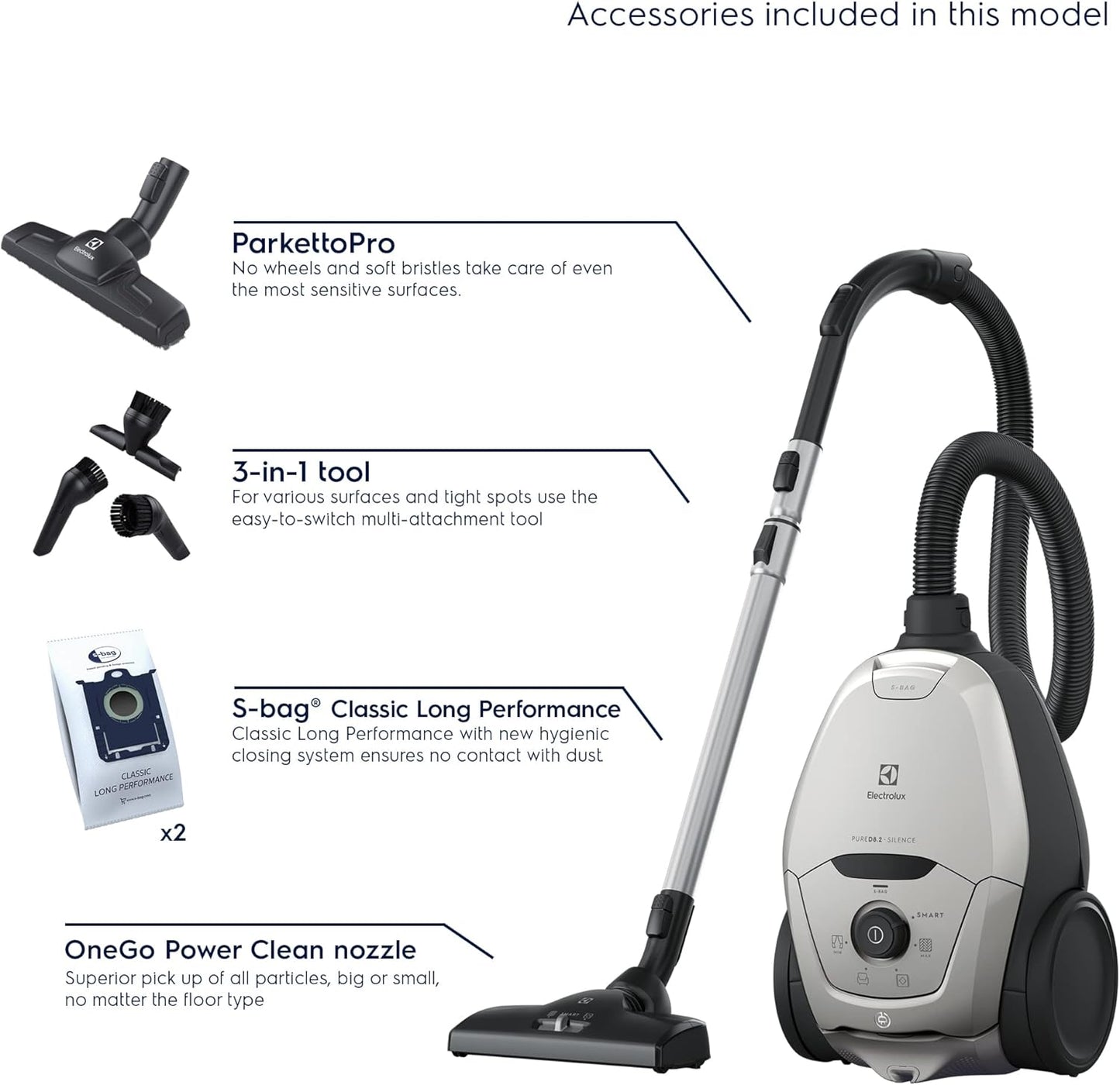2026 Electrolux PURE D8 PD82-4MG – Aspirateur Traîneau avec Sac, Silencieux 57 dB & Filtre Hygiène 12 Lavable – Édition Limitée Haute Performance