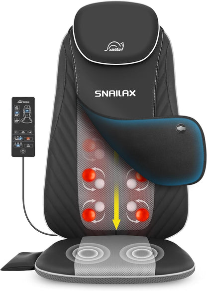 2026 Coussin de Massage Shiatsu Snailax avec Chaleur – Coussin de Fauteuil Massant pour Dos, Massage Kneading pour Maison et Bureau