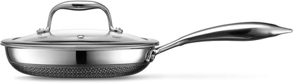 2026 Poêle HexClad Hybrid Antiadhésive 8 Pouces, Poignée Reste-Froide, Compatible Lave-Vaisselle, Résistante au Four jusqu’à 482°C, Compatible Induction et Tous Types de Plaques de Cuisson
