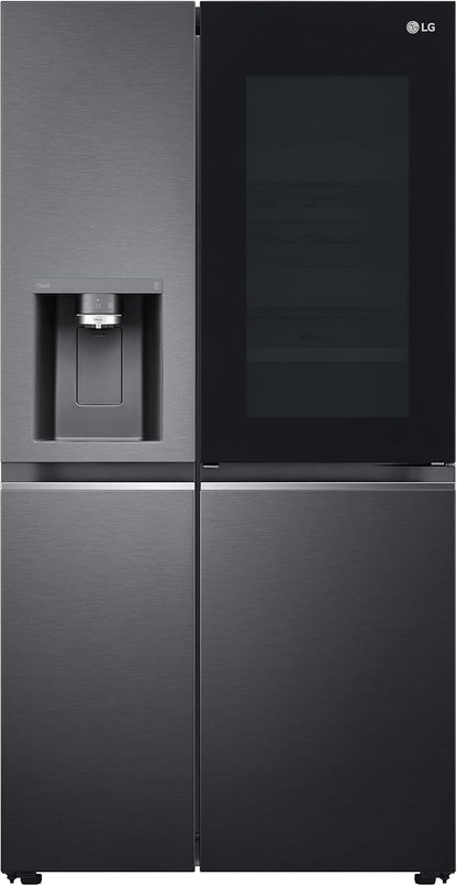 LG GSXV91MCAF Réfrigérateur combiné - Side by Side, 635L, InstaView, Total No-Frost, Compartiment congélation, Distributeur d'eau et glace UVnano, Compresseur Inverter Linear, Wi-Fi, Noir, Classe F