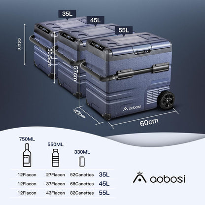 115L Glaciere Electrique Double Zone,Glaciere a Compression WiFi APP,12 V/24 V et 100-240 V Frigo Camping,-20 ℃ à 20 ℃,pour Voiture,Camion,Bateau,Camping,Car,Caravanes,Voyageant,Maison