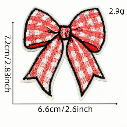 red bow embroidered patches iron on multicolor