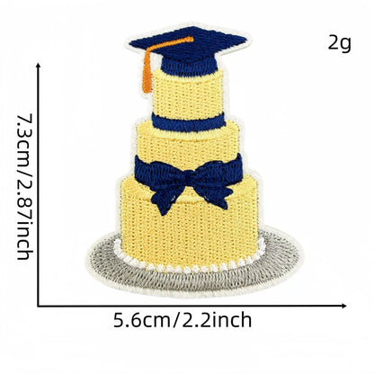 graduation embroidered patches cap trophy design iron on