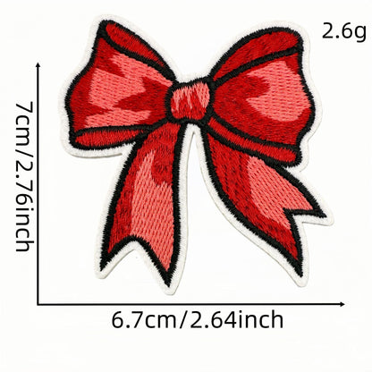 red bow embroidered patches iron on multicolor