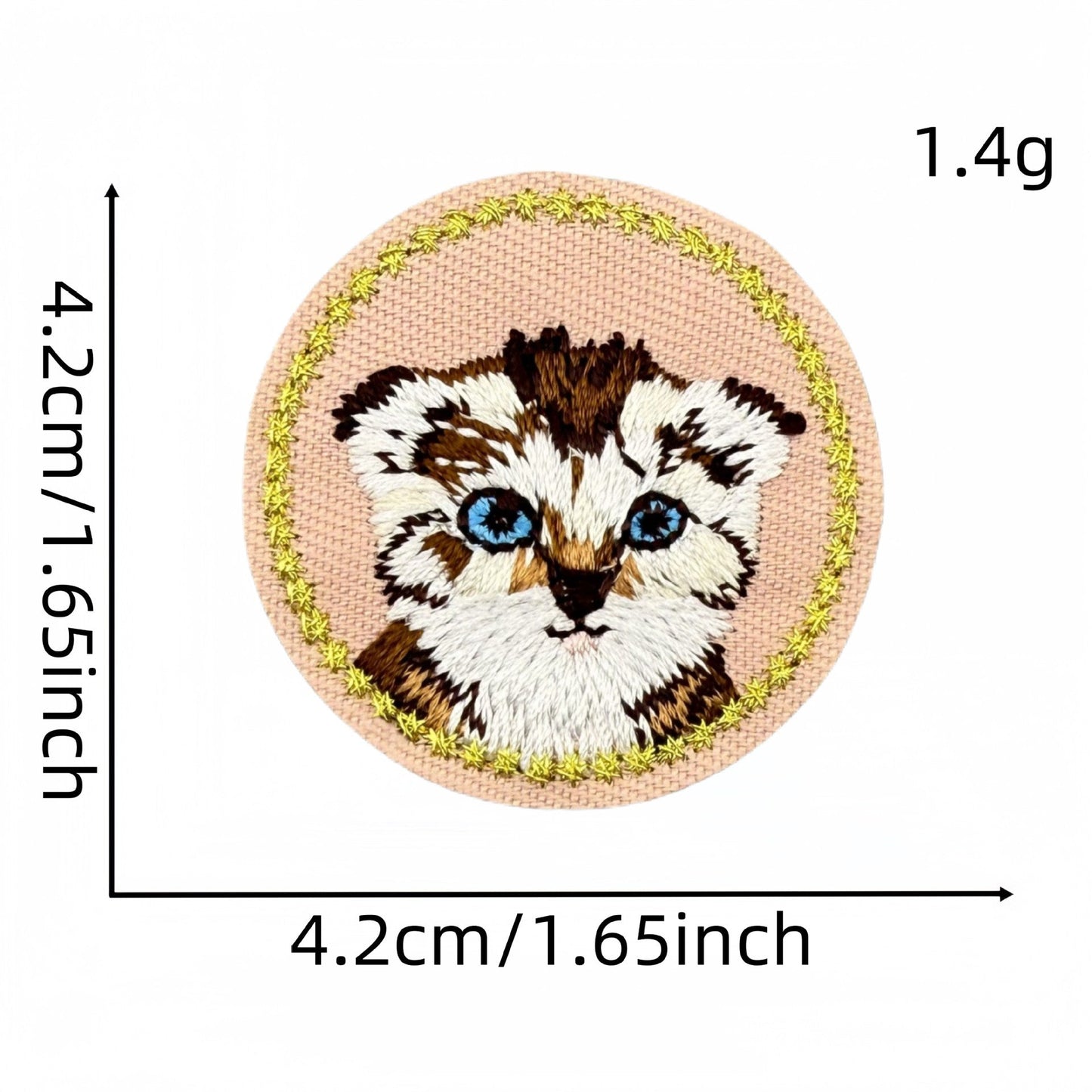 round animal face embroidered patches cat dog fox iron on