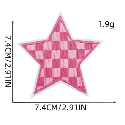 checkered star embroidered patches colorful design iron on