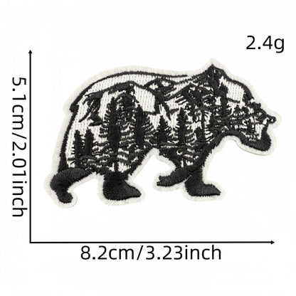 scenic bear embroidered patches nature landscape design iron on