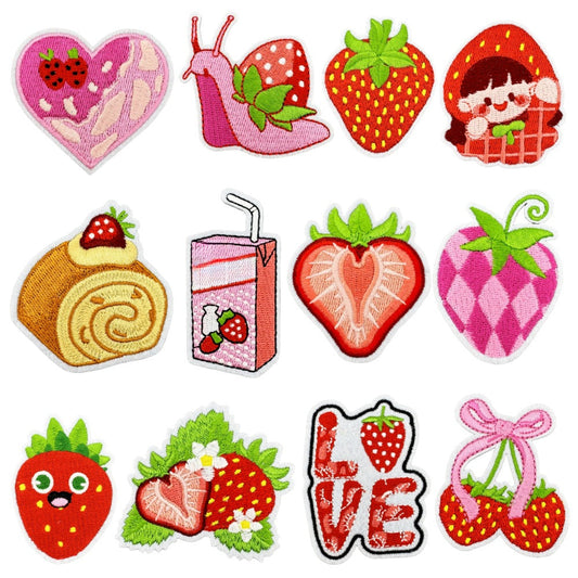 strawberry embroidered patches cute fruit design iron on