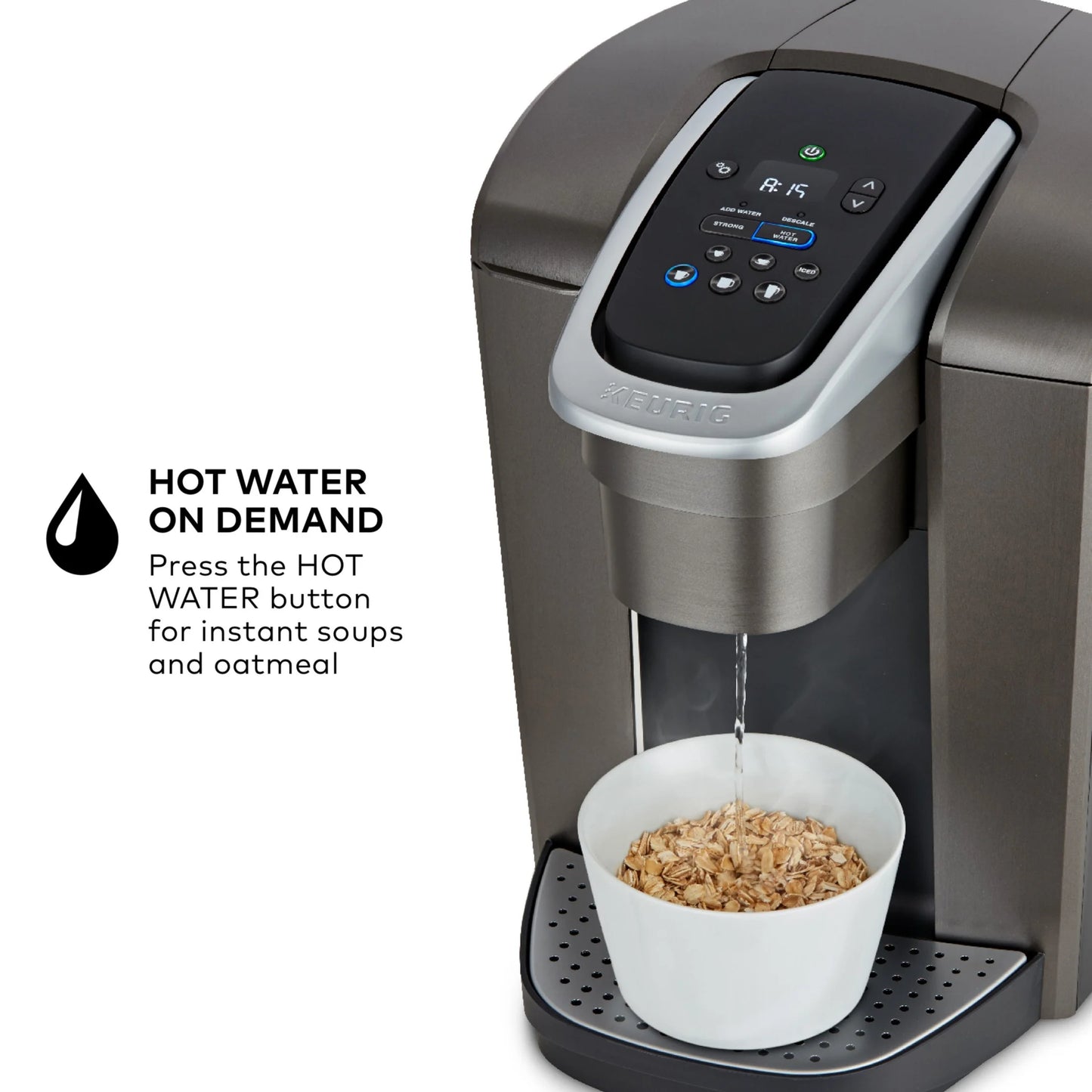 2026 Keurig K-Elite – Machine à Café à Dosettes K-Cup à Portion Unique, Finition Brossée Slate, Programmable pour Café Chaud et Glacé
