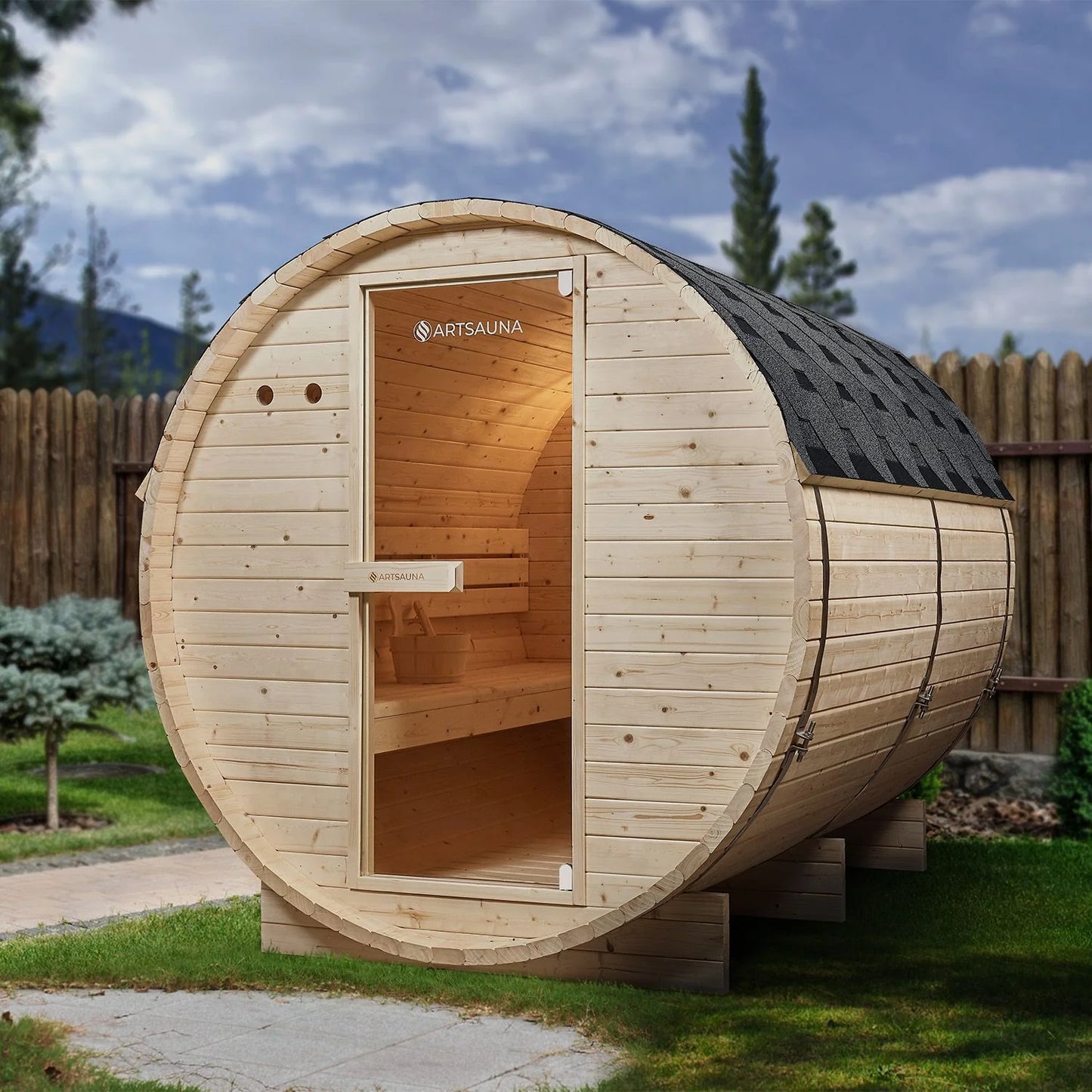 Sauna tonneau 2026 au Spitzberg avec four à sauna