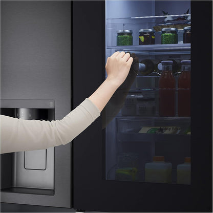 LG GSXV91MCAF Réfrigérateur combiné - Side by Side, 635L, InstaView, Total No-Frost, Compartiment congélation, Distributeur d'eau et glace UVnano, Compresseur Inverter Linear, Wi-Fi, Noir, Classe F