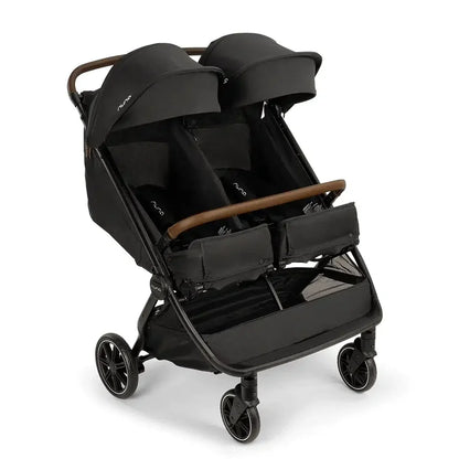 Poussette double Nuna TRVL dubl 2026 – Caviar | Poussette double légère dès la naissance, compatible avec les sièges auto pour bébé PIPA™