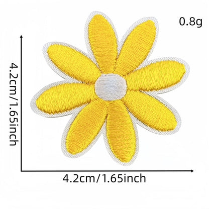 daisy flower embroidered patches multicolor floral set iron on