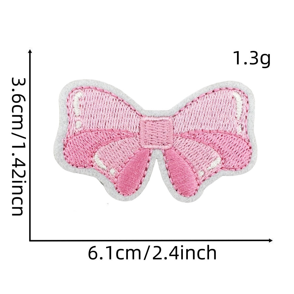 pink bow embroidered patches iron on