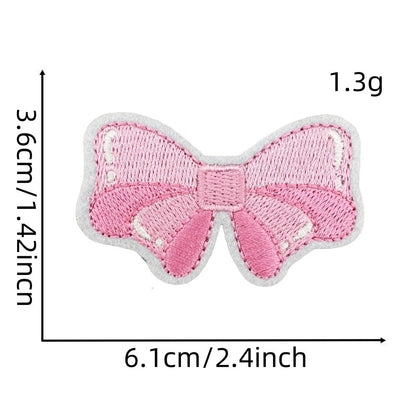 pink bow embroidered patches iron on
