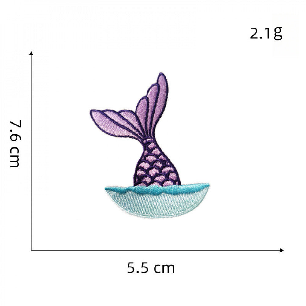 mermaid tail embroidered patches colorful ocean peel and stick