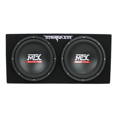 Caisson de basses double MTX TNE212D 12″ 1200W avec amplificateur monobloc 1500W et condensateur 2 farads (2026)