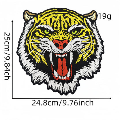 tiger head embroidered patches large animal design iron on
