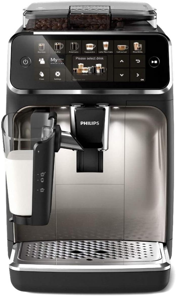 Philips Série 5400 Machine Expresso - Café à Grain - LatteGo Mousseur à Lait, 12 Spécialités de Café, Affichage Intuitif, 4 Profils Utilisateur, Noir (EP5441/50)