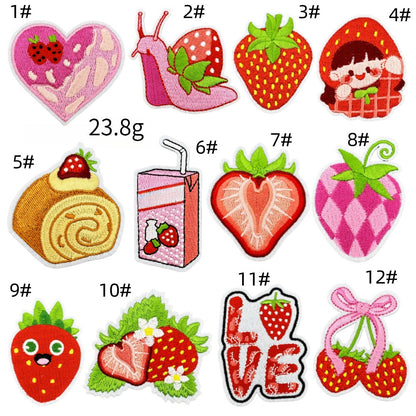 strawberry embroidered patches cute fruit design iron on