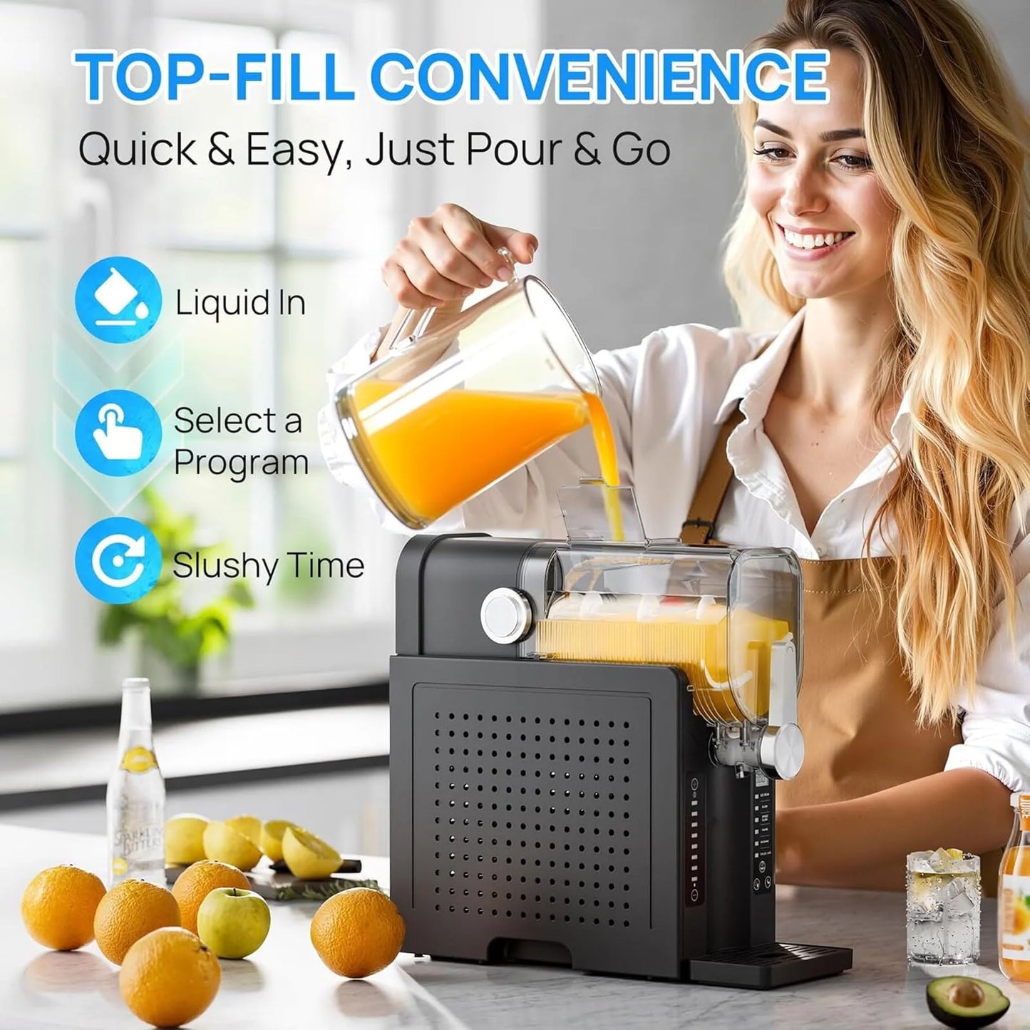 2026 Machine à Boissons Slush Automatique, 1600 ml, Machine à Glace Soft, Pas de Glace Nécessaire, Écran LED, 6 Programmes Préréglés, Pour Maison, Restaurant, Bureau, Snack Bar, Magasin de Boissons Fraîches