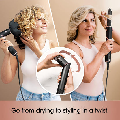 2026 Système de coiffage et de séchage Shark HD430 FlexStyle, sèche-cheveux brosse puissant et multi-styler avec boucleurs Auto-Wrap, brosse plate, brosse ovale et embout concentrateur, coloris Stone