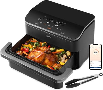 COSORI Air Fryer 10L Twinfry,Dual Zone Avec S&eacute;parateur Amovible,Capacit&eacute; Flexible de 10L,Friteuse sans Huile 6-en-1,35℃-240℃,66% d'&Eacute;nergie en Moins,Livre de Recettes et Application