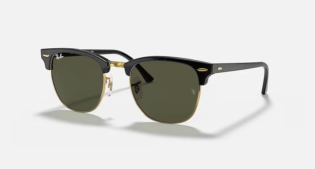 2026 Lunettes de Soleil Ray-Ban Clubmaster Monture Noire / Verres Verts - RB3016 W0365 49-21