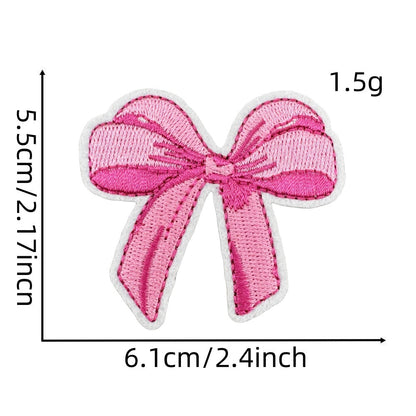 pink bow embroidered patches iron on
