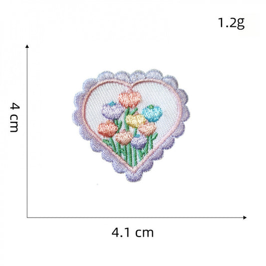 floral heart embroidered patches flower design iron on