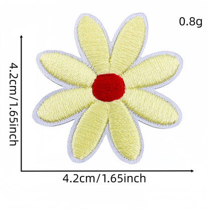 daisy flower embroidered patches multicolor floral set iron on