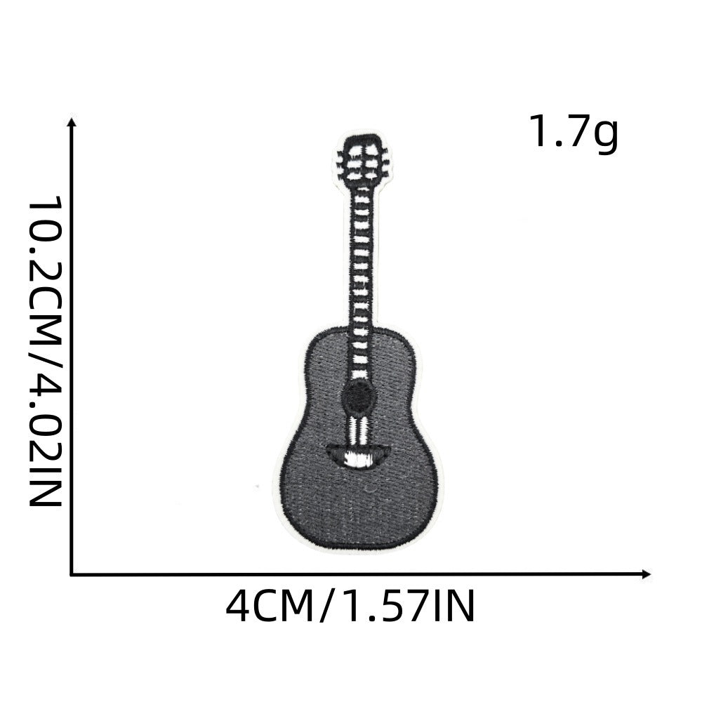 colorful guitar embroidered patches music instrument iron on