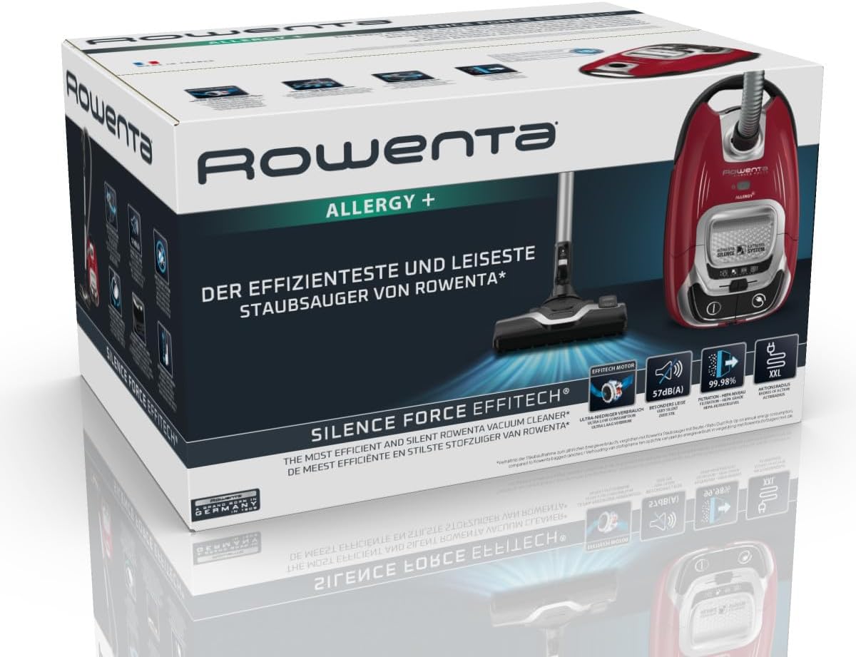 2026 Rowenta RO7451EA – Aspirateur Silence Force Effitech, Ultra-Silencieux 57 dB, Haute Filtration, Sac XXL, Édition Limitée