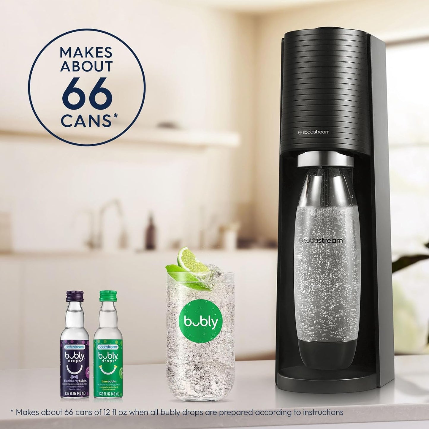2026 SodaStream Terra Machine à Eau Pétillante Bundle (Noir), avec CO2, Bouteilles Compatibles Lave-Vaisselle et Arômes Bubly Drops
