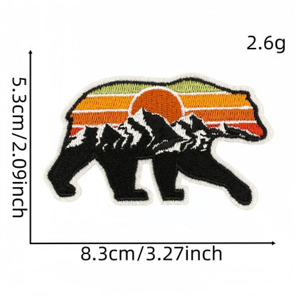 scenic bear embroidered patches nature landscape design iron on