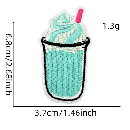 cute food embroidered patches burger boba ice cream iron on